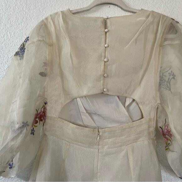 ASOS Design Floral Embroidered Organza Mini Dress in Cream Size 6 NWT - Picture 11 of 13